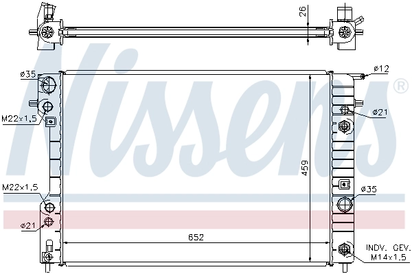 Radiateur, refroidissement du moteur NISSENS 63073A