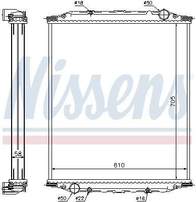 Radiateur, refroidissement du moteur NISSENS 628780