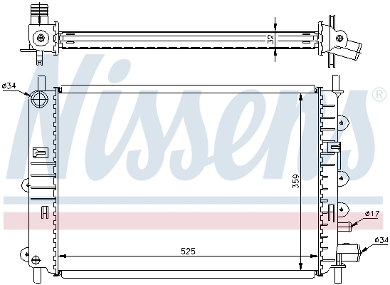 Radiateur, refroidissement du moteur NISSENS 62217A