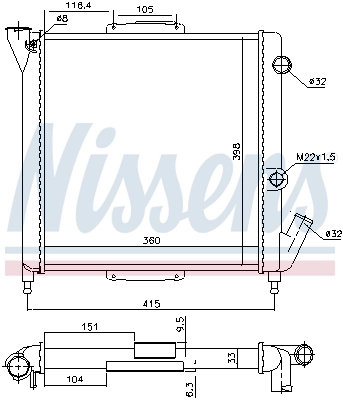 Radiateur, refroidissement du moteur NISSENS 63867