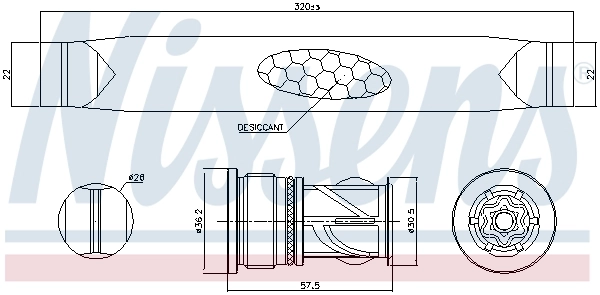 Filtre déshydratant, climatisation NISSENS 95566