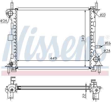 Radiateur, refroidissement du moteur NISSENS 62074