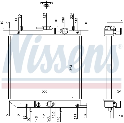 Radiateur, refroidissement du moteur NISSENS 61748