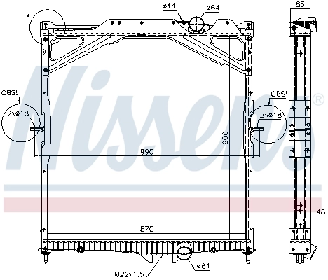 Radiateur, refroidissement du moteur NISSENS 65467A