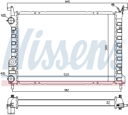 Radiateur, refroidissement du moteur NISSENS 61804