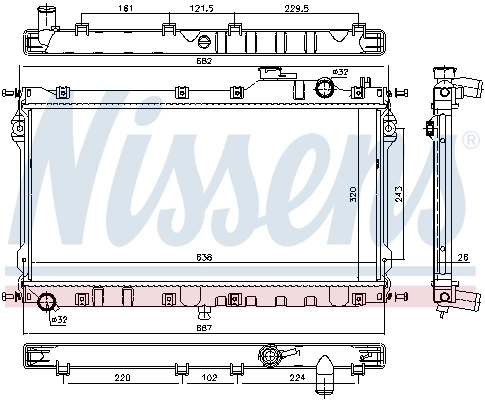 Radiateur, refroidissement du moteur NISSENS 68559