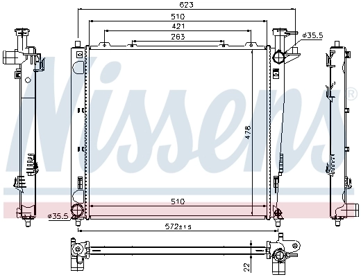 Radiateur, refroidissement du moteur NISSENS 66782