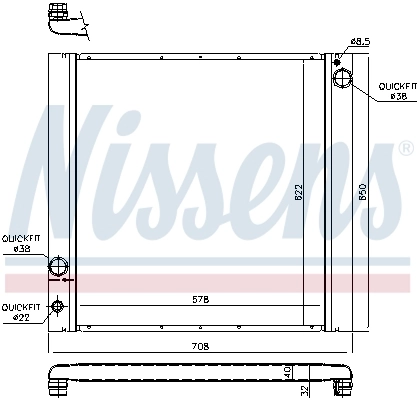 Radiateur, refroidissement du moteur NISSENS 64329