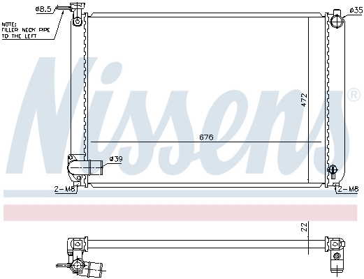 Radiateur, refroidissement du moteur NISSENS 646829