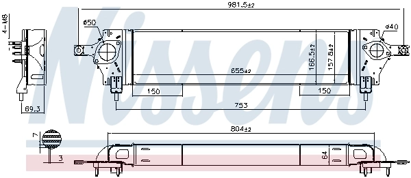Intercooler, échangeur NISSENS 96580