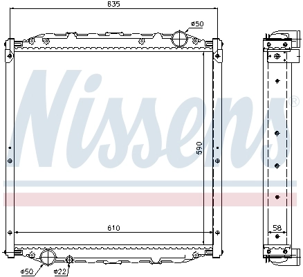Radiateur, refroidissement du moteur NISSENS 62877A