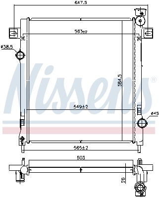 Radiateur, refroidissement du moteur NISSENS 61035