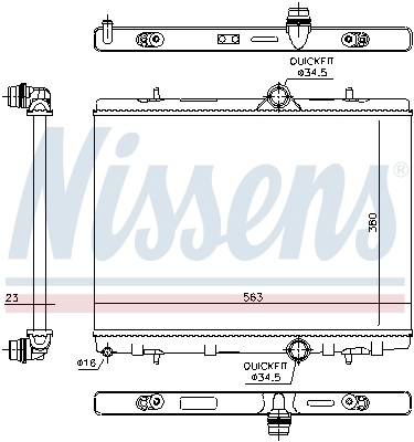 Radiateur, refroidissement du moteur NISSENS 636043