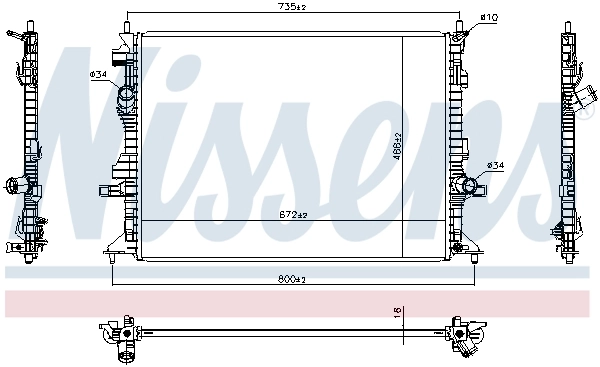 Radiateur, refroidissement du moteur NISSENS 606908