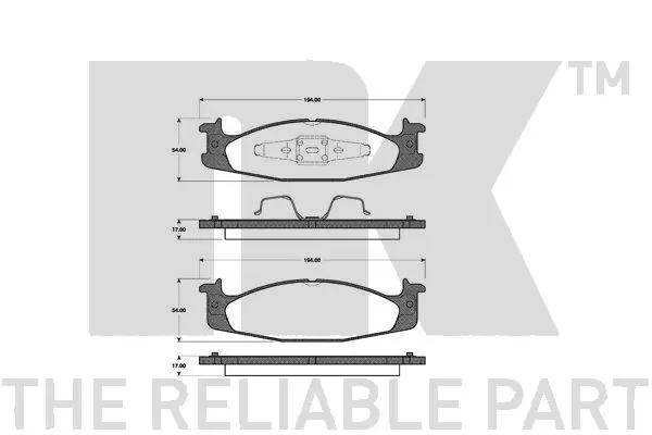 Kit de plaquettes de frein, frein à disque NK 222539