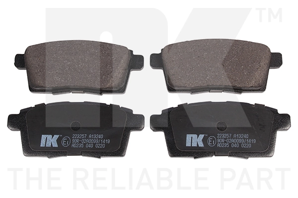 Kit de plaquettes de frein, frein à disque NK 223257