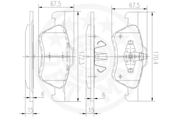 Kit de plaquettes de frein, frein à disque OPTIMAL 12507