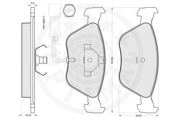 Kit de plaquettes de frein, frein à disque OPTIMAL 9855