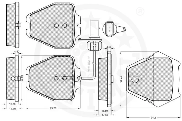 Kit de plaquettes de frein, frein à disque OPTIMAL 12158