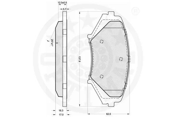 Kit de plaquettes de frein, frein à disque OPTIMAL 12237