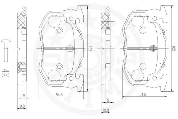 Kit de plaquettes de frein, frein à disque OPTIMAL 9858