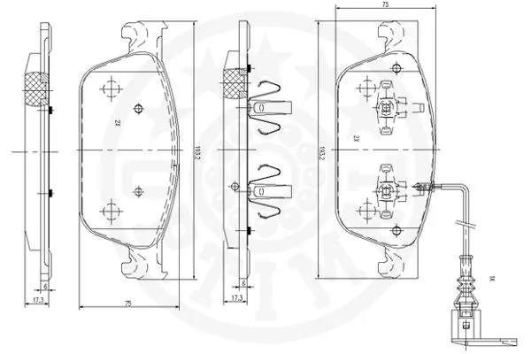 Kit de plaquettes de frein, frein à disque OPTIMAL 12545
