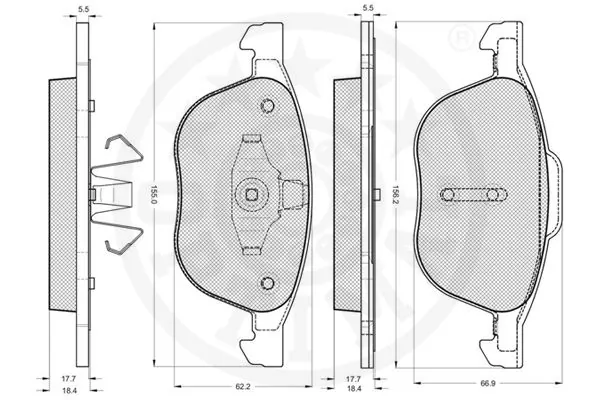 Kit de plaquettes de frein, frein à disque OPTIMAL 12192