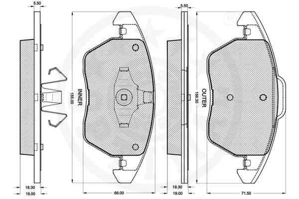 Kit de plaquettes de frein, frein à disque OPTIMAL 12220