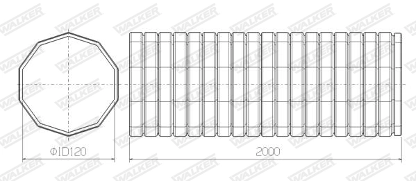 Tube ondulé, système d'échappement WALKER 10836