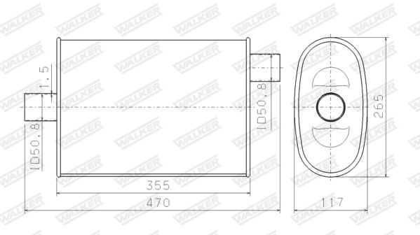 Silencieux central, universel WALKER 14881