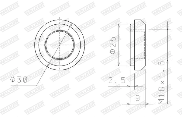 Écrou, collecteur des gaz d'échappement WALKER 80433