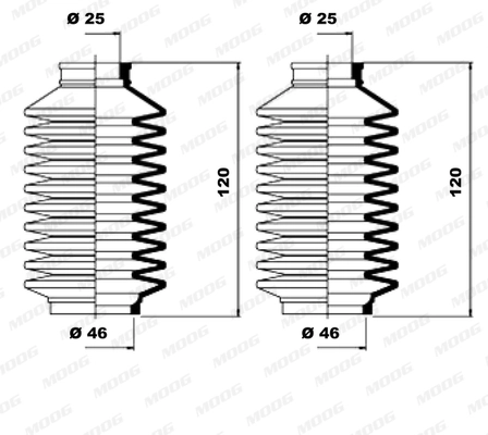 Jeu de joints-soufflets, direction MOOG K150147