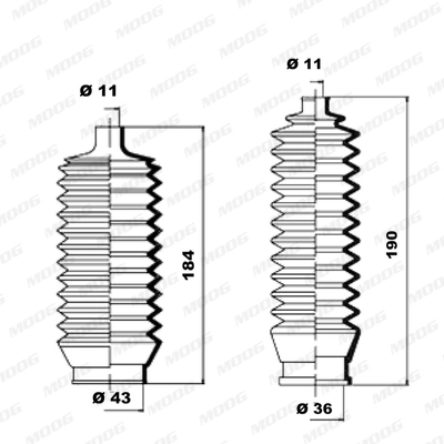 Jeu de joints-soufflets, direction MOOG K150056