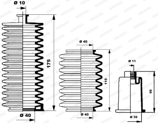 Jeu de joints-soufflets, direction MOOG K150009