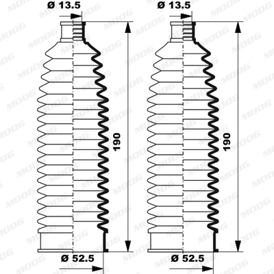 Jeu de joints-soufflets, direction MOOG K150254
