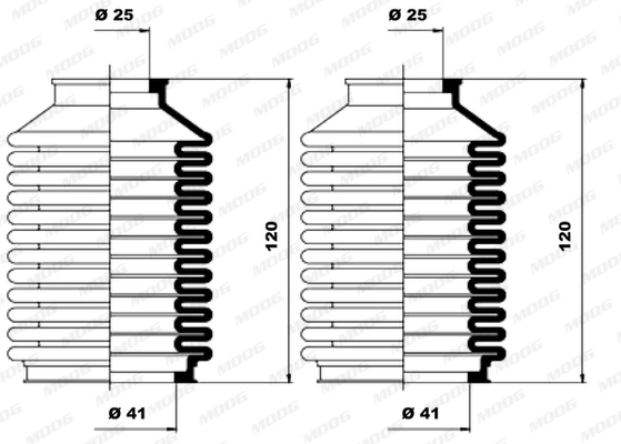 Jeu de joints-soufflets, direction MOOG K150024