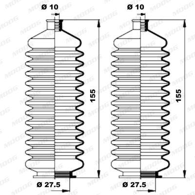 Jeu de joints-soufflets, direction MOOG K150114