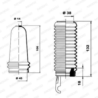 Jeu de joints-soufflets, direction MOOG K150152