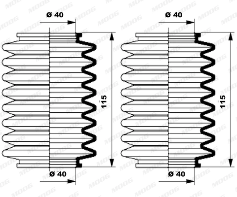 Jeu de joints-soufflets, direction MOOG K150010