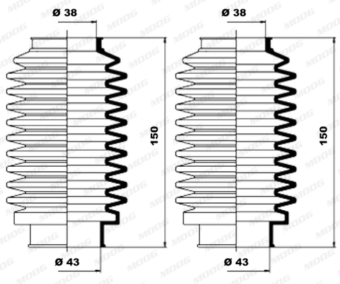 Jeu de joints-soufflets, direction MOOG K150003