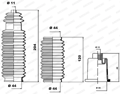 Jeu de joints-soufflets, direction MOOG K150043