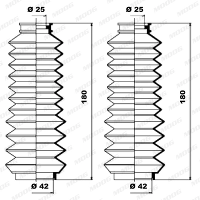 Jeu de joints-soufflets, direction MOOG K150025