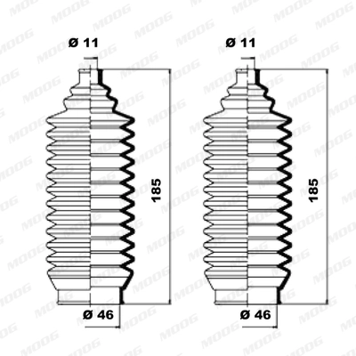 Jeu de joints-soufflets, direction MOOG K150055