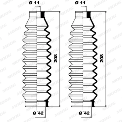 Jeu de joints-soufflets, direction MOOG K150083
