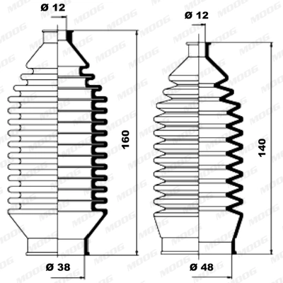 Jeu de joints-soufflets, direction MOOG K150013