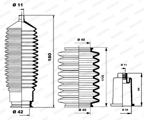 Jeu de joints-soufflets, direction MOOG K150125