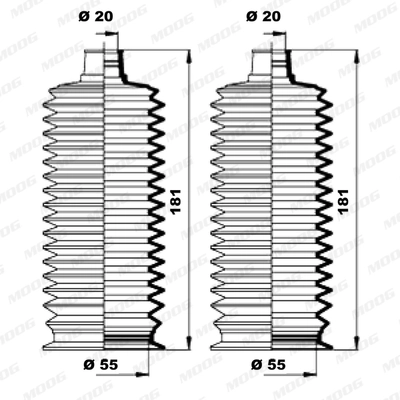 Jeu de joints-soufflets, direction MOOG K150188
