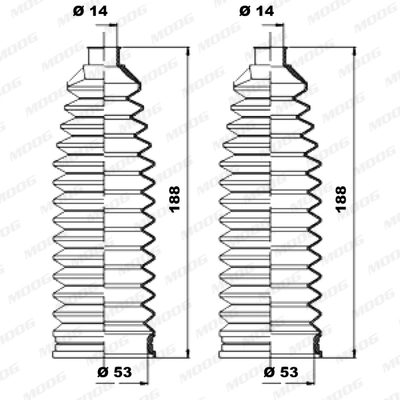 Jeu de joints-soufflets, direction MOOG K150216