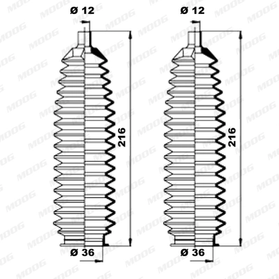 Jeu de joints-soufflets, direction MOOG K150203