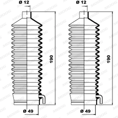 Jeu de joints-soufflets, direction MOOG K150089